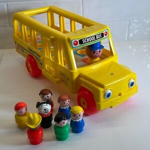 Vintage 80s Fisher Price Little People #192 School Bus Complete (D2)